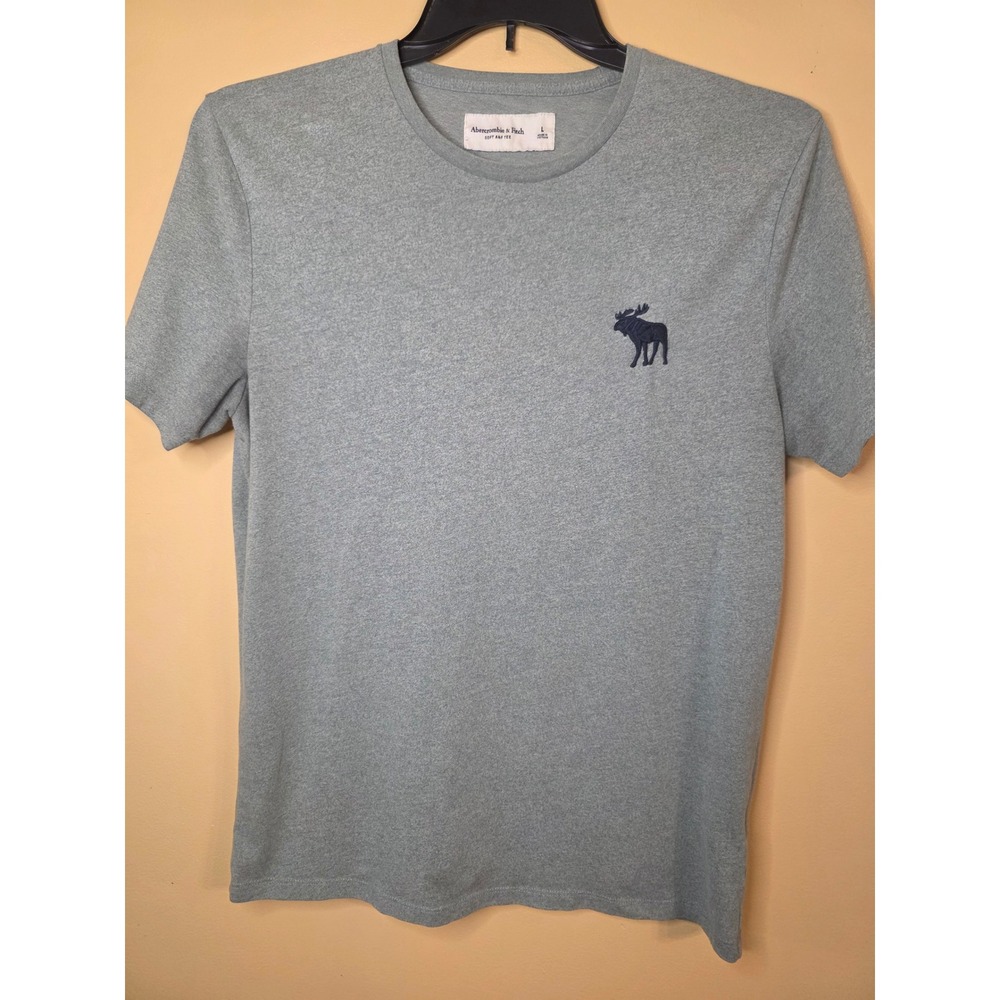 Abercrombie & Fitch Mens Soft A&F Tee Short Sleeve Moose Logo Green T-Shirt L